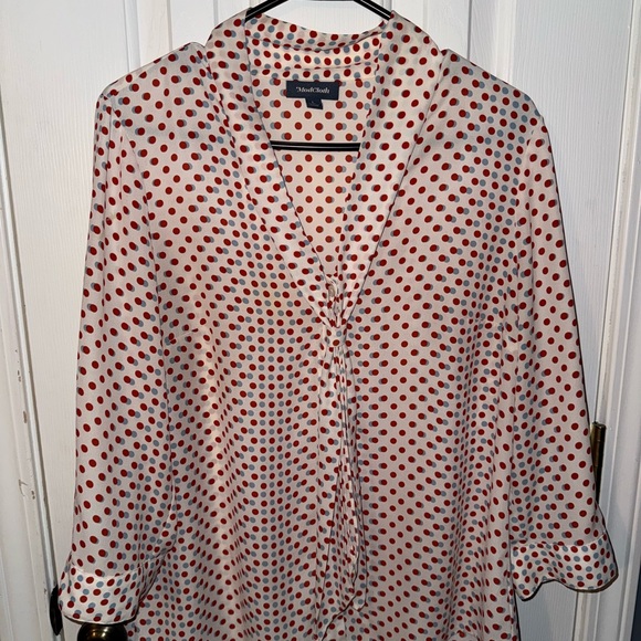 Modcloth Red and Blue Polka Dot Blouse - Picture 1 of 3
